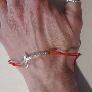 Cross string bracelet red handmade